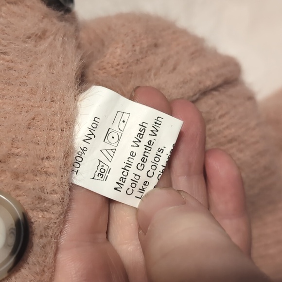 Shein Dusty Rose Pink Faux Fur Cropped Button Cardigan Size 3x - Picture 4 of 5